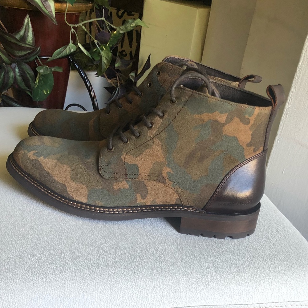Mark Nason ithica camo leather lace-up boots 11